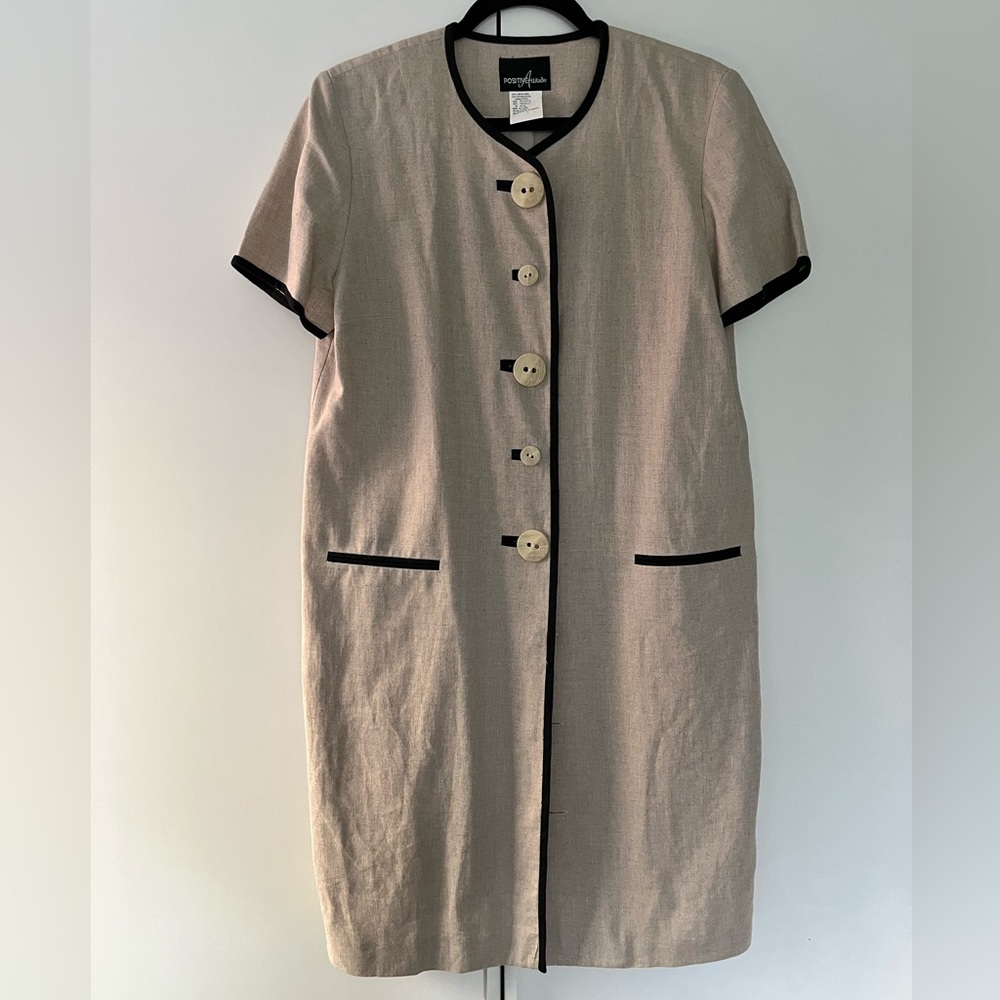 Vintage Linen Blend Short Sleeve Duster Jacket Sz 10